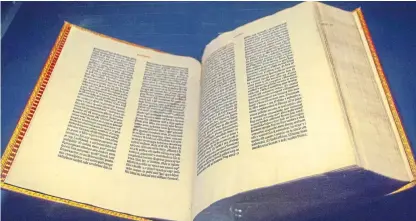  ?? Picture: Getty Images. ?? An original Gutenberg Bible on display in the Gutenberg Museum in the old town of Mainz, Germany.