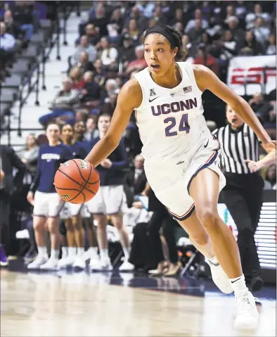  ?? Jessica Hill / Associated Press ?? Napheesa Collier and UConn will learn their seed in the NCAA tournament on Monday.