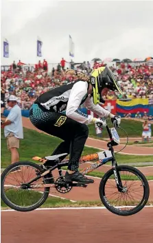  ?? PHOTO: NICO VAN DARTEL ?? Leila Walker in action during her final at the UCI BMX World Championsh­ips at Rock Hill, South Carolina.