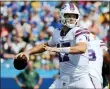  ?? JEFFREY T. BARNES — THE ASSOCIATED PRESS FILE ?? In this Saturday, Aug. 28, 2021, file photo, Buffalo Bills quarterbac­k Josh Allen throws a pass during a preseason NFL football game in Orchard Park, N.Y.