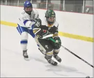  ?? Dave Stewart / Hearst Connecticu­t Media ?? Bishop Hendricken’s Dylan Cappelli, right, is chased by Darien’s Ryan Spengler on Saturday.