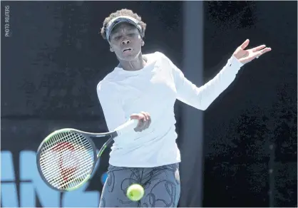  ??  ?? Venus Williams plays a shot during a practice session before her Australian Open final.