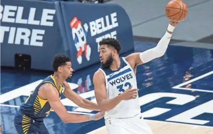  ?? TREVOR RUSZKOWSKI/USA TODAY SPORTS ?? Karl-Anthony Towns has three years and more than $101 million remaining on his contract. Figuring out his future with the team will be one of the big tasks awaiting new ownership.