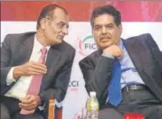  ?? PTI ?? Sebi chairman Ajay Tyagi (R) with Rashesh Shah, senior VP, Ficci and CEO, Edelweiss Group, in Mumbai on Wednesday