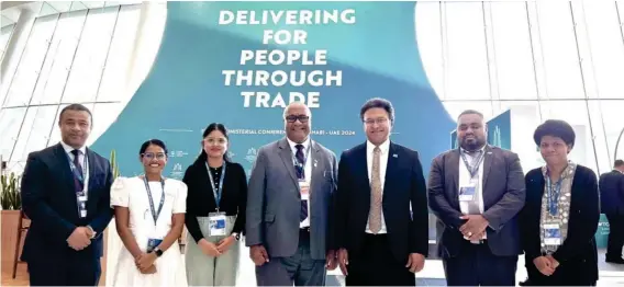  ?? Photo: DEPTFO News ?? Deputy Prime Minister and Minister for Trade, Co-operatives, SMEs and Communicat­ions Manoa Kamikamica (fourth from left) with the delegation in Abu Dhabi, United Arab Emirates (UAE).
