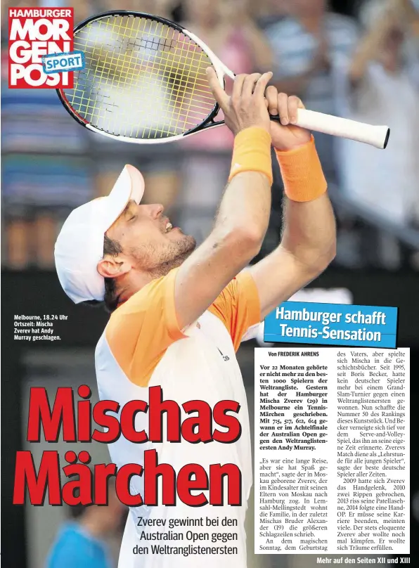  ??  ?? Melbourne, 18.24 Uhr Ortszeit: Mischa Zverev hat Andy Murray geschlagen.