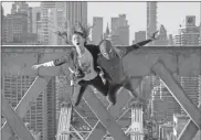  ?? Matt kennedy/sony Pictures/Tns ?? MJ (Zendaya) and Spider-Man (Tom Holland) jump off a bridge in “Spider-Man: No Way Home.”