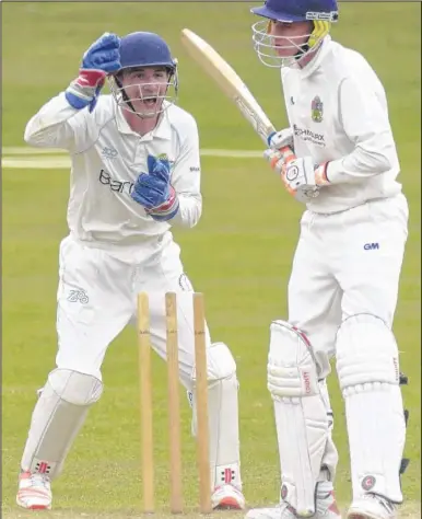  ?? Picture: Chris Davey FM4851669 ?? St Lawrence & Highland Court keeper Hamish Macleod celebrates the dismissal of Nonington’s Dan Mchugh during the match at Fredville Park on Saturday