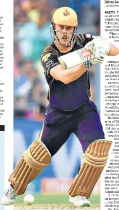  ?? AFP ?? Knight Riders Chris Lynn top scored with 74 on Saturday.
