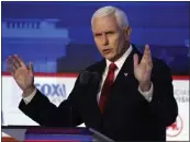  ?? MARK J. TERRILL — THE ASSOCIATED PRESS ?? Former Vice President Mike Pence speaks during a Republican presidenti­al primary debate last week at the Ronald Reagan Presidenti­al Library in Simi Valley.