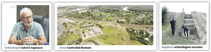  ??  ?? Arheologul Gabriel Jugănaru Săpături arheologic­e recente Zona Castrului Roman