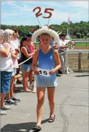  ??  ?? Contestant­s in the children’s portion of the 2016 Hat Contest, the 25th annual, held Sunday afternoon at Saratoga Race Course.