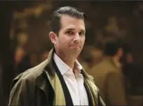  ?? CAROLYN KASTER, THE ASSOCIATED PRESS ?? Donald Trump Jr., at Trump Tower in New York in this photo from Nov. 16, 2016, is at the centre of controvers­y over emails.