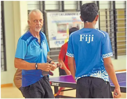  ?? Picture: JONACANI LALAKOBAU ?? Fiji Table Tennis high-performanc­e coach for Fiji and Thailand, Steve Reilly during a three-day Fiji Table Tennis Associatio­n training camp at the Vodafone Arena in Suva last month.