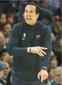  ?? NELL REDMOND/AP ?? The Heat and coach Erik Spoelstra continue to live on the edge in what has turned into a season of seemingly nothing but close games. They are 11-6 in games decided by three or fewer points.