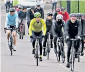  ??  ?? Groups of cyclists were seen riding close together in Regent’s Park