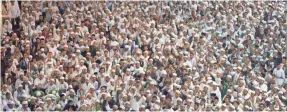  ?? ACHMAD IBRAHIM, AP ?? Thousands of Muslim men pray at a mosque Saturday in Jakarta, Indonesia, in an effort to urge people to vote for Muslims in Wednesday’s election.