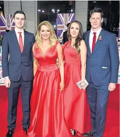  ?? Picture: PA. ?? From left: Cameron King, Carol Vorderman, Katie King and guest at the Pride of Britain Awards last year.