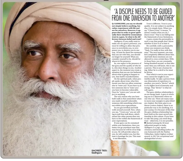  ?? ?? SACRED TIES: Sadhguru