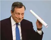  ?? BLOOMBERG PIC ?? ECB president Mario Draghi says youth unemployme­nt is declining, but still very high.