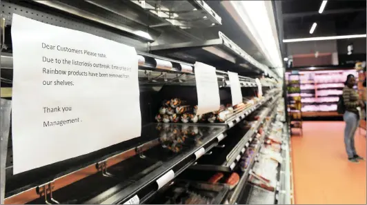  ?? Picture: Cindy Waxa/African News Agency (ANA) ?? RUNNING ON EMPTY: Checkers at Canal Walk has removed products linked to the outbreak of listeriosi­s.