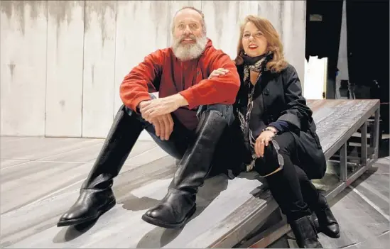  ?? Francine Orr Los Angeles Times ?? CO-FOUNDERS Geoff Elliott and his wife and co-producing artistic director Julia Rodriguez-Elliott on the repertory theater company’s stage in Pasadena.