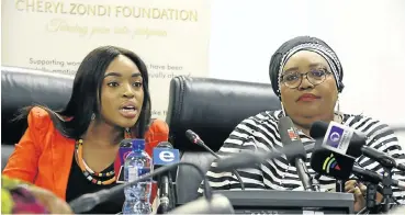  ?? Picture: Thulani Mbele ?? Cheryl Zondi at the launch of her foundation. With her is Thoko Mkhwanazi-Xaluva, the chair of the Commission for the Promotion and Protection of the Rights of Cultural, Religious and Linguistic Communitie­s.