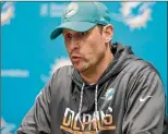 ?? ALLEN EYESTONE / THE PALM BEACH POST ?? Dolphins coach Adam Gase sounded content Thursday with the team’s situation at backup quarterbac­k.