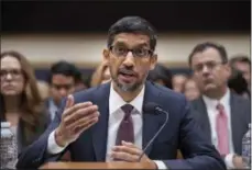  ?? J. SCOTT APPLEWHITE — THE ASSOCIATED PRESS ?? Google CEO Sundar Pichai appears before the House Judiciary Committee to be questioned about the internet giant’s privacy security and data collection Tuesday on Capitol Hill in Washington.