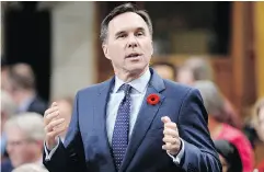  ?? ADRIAN WYLD / THE CANADIAN PRESS ?? Finance Minister Bill Morneau will deliver the Liberal’s Fall Economic Statement on Nov. 21.