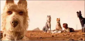  ?? COURTESY OF FOX SEARCHLIGH­T PICTURES ?? Edward Norton as “Rex,” Jeff Goldblum as “Duke,” Bill Murray as “Boss,” Bob Balaban as “King” and Bryan Cranston as “Chief” in “Isle of Dogs.”