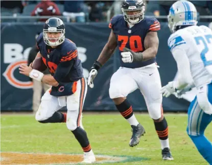  ??  ?? Mitch Trubisky’s 19- yard scramble in the fourth quarter last week helped set up the Bears with a chance to win. | ASHLEE REZIN/ SUN- TIMES