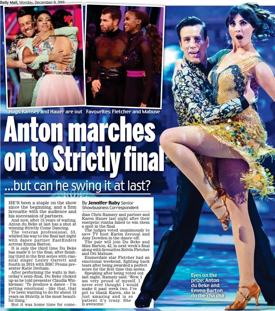  ??  ?? Eyes on the prize: Anton du Beke and Emma Barton do the cha cha