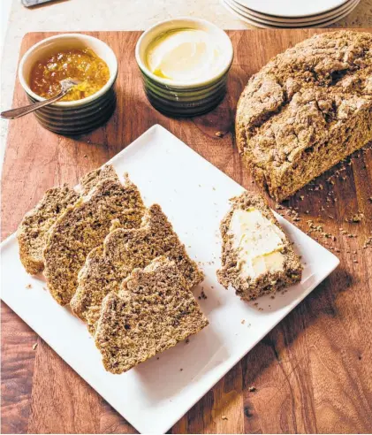  ?? Carl Tremblay / America’s Test Kitchen ?? Fresh whole wheat flour, wheat bran and wheat germ give this simple but versatile soda bread a nutty flavor and rustic crumb.