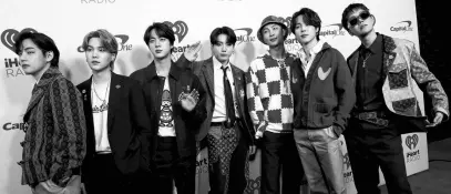  ?? REUTERS FILE ?? BTS poses at the carpet during arrivals ahead of iheartradi­o Jingle Ball concert at The Forum, in Inglewood, California, December 3, 2021.