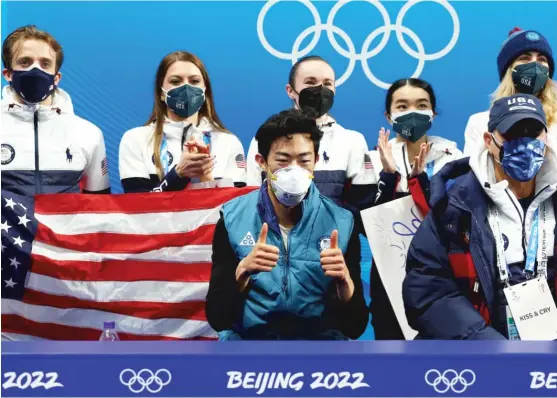  ?? ELSA/GETTY IMAGES ?? Arbitrator­s ruled that Nathan Chen of the United States and his teammates won’t be able to receive their silver medals before the end of the Olympics.