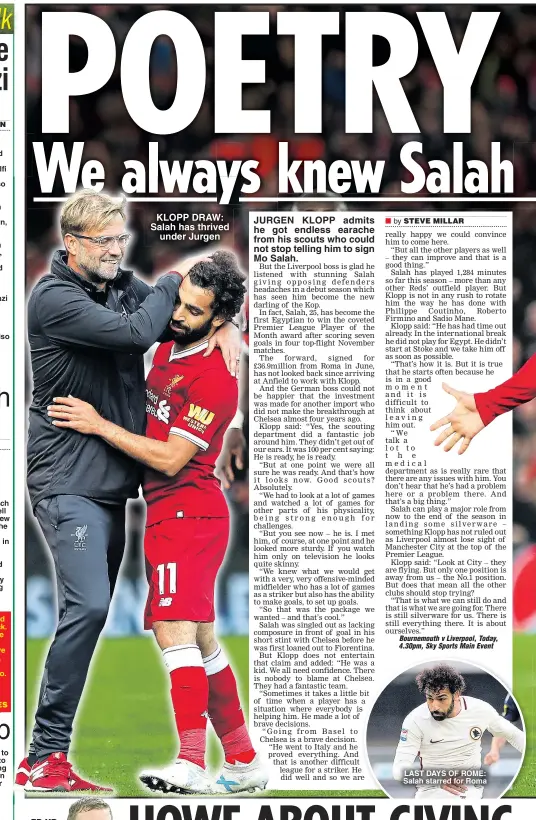  ??  ?? LAST DAYS OF ROME: Salah starred for Roma