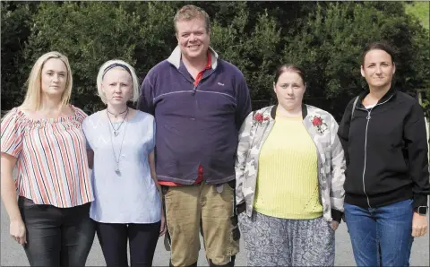  ??  ?? Aoife Kelly, Leighann Gavin, John Kavanagh, Ann Marie Mullen and Mairead Kirwan from the Tinahely area, whose children will not get seats on the bus to Coláiste Bhríde Carnew.