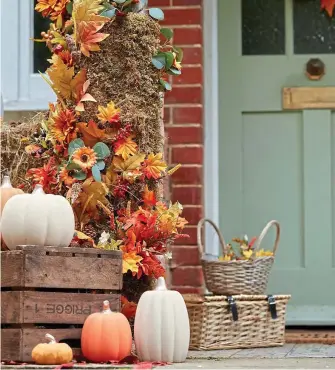  ?? ?? Gourds galore: Hobbycraft decoration­s, including, inset, a pumpkin, £5 for four