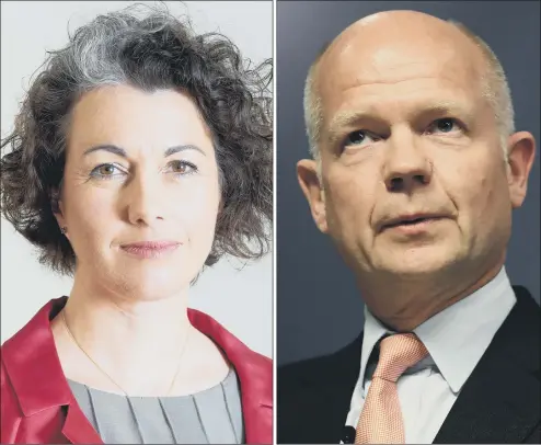  ??  ?? Rotherham MP Sarah Champion was forced to resign after a national newspaper article on child abuse gangs while William Hague can say what he wants.