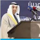  ??  ?? KUWAIT: Minister of Finance Nayef Al-Hajraf speaks during the national conference on retirees yesterday. -— KUNA