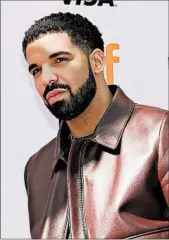  ?? NATHAN DENETTE/AP 2017 ?? Drake is No. 1 on Spotify’s Songs of the Summer chart. His “In My Feelings” has nearly 400 million streams.