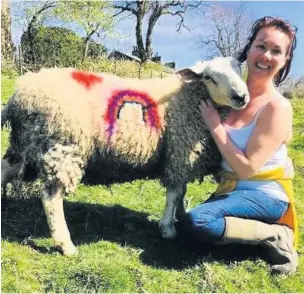  ??  ?? Emma Jackson plans to lead her sheep, including Miles pictured here, to baa for the NHS, and has even decorated their coats with rainbows