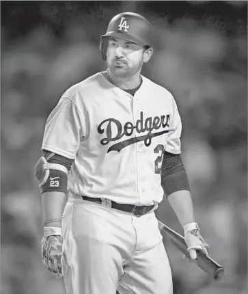  ?? Sean M. Haffey Getty Images ?? ADRIAN GONZALEZ went on the disabled list for the first time last season, had maybe his worst year at the plate, lost his job to Cody Bellinger, left the Dodgers during the playoffs and then was not welcomed back.