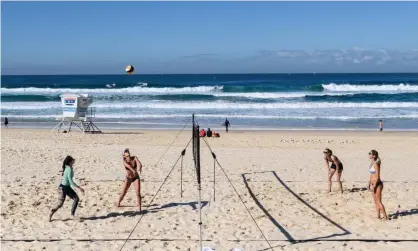  ??  ?? People play volleyball on Bondi beach in Sydney. Some beachgoers have complained that the regular games pose a danger to other beachgoers. Photograph: James Gourley/AAP