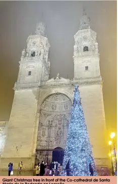  ?? ?? Giant Christmas tree in front of the Co-cathedral de Santa Maria de la Redonda en Logroño