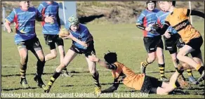  ??  ?? Hinckley U14s in action against Oakham, Picture by Lee Buckler