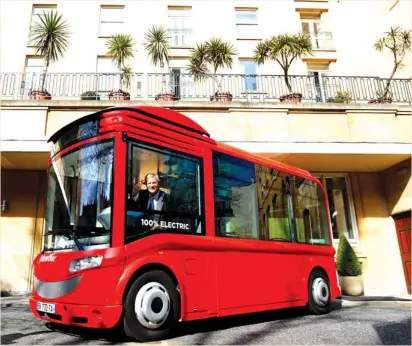  ?? (Olivia Harris/Reuters) ?? VINCENT BOLLORE, CEO of investment group Bollore, poses in a Bluebus electric bus following a news conference in London yesterday.