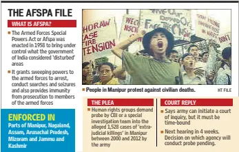  ?? HT FILE ?? People in Manipur protest against civilian deaths.