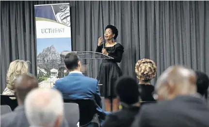  ?? /SUPPLIED ?? University of Cape Town vice-chancellor Mamokgethi Phakeng shares her vision for the university at an event at the UCT Graduate School of Business in Sandton, Johannesbu­rg.